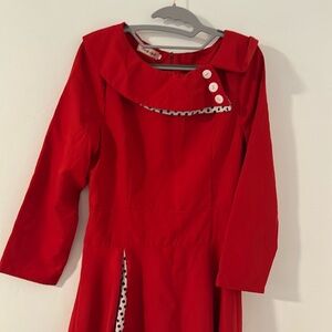 Vintage Polka Dot Dress Black & Red Womens Size xxl